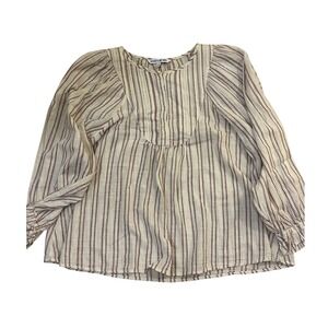 Elizabeth + James Striped Peasant Blouse Long Sleeve Bohemian Top‎ Boho Chic Med